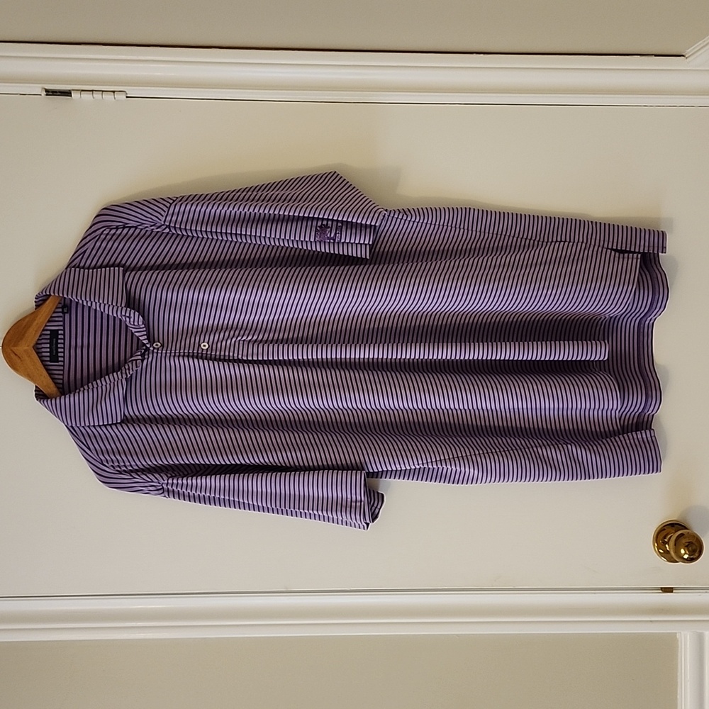 Turtleson, Men's Golf Shirt, Purple Stripe, Size XL